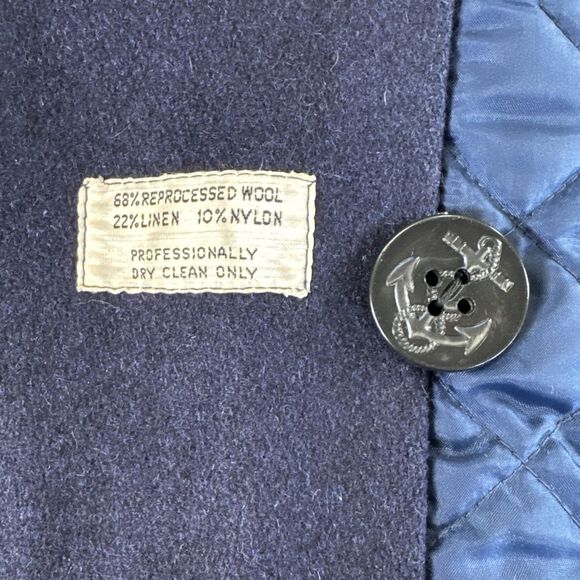 Vtg Sears Navy Wool Double Breasted Peacoat Size M Winter Jacket Quilted Lining - Picture 6 of 8